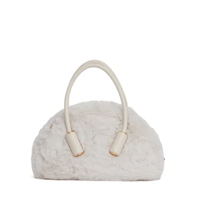 Themoirè Shell-colored Eco Fur Trunk In Neutrals