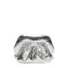 Themoirè Silver Mirror Clutch With Crinkled Texture And Compact Design In Silver
