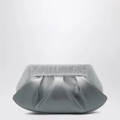 Themoirè Silver/black Clutch With Rhinestones