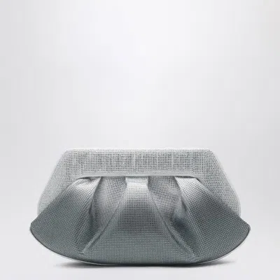 Themoirè Silver/black Clutch With Rhinestones