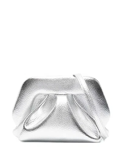 Themoire' Small Bios Clutch Bag With Gathered Detail In Silver