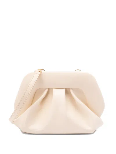 Themoirè Small Bios Gathered Clutch Bag In Neutral