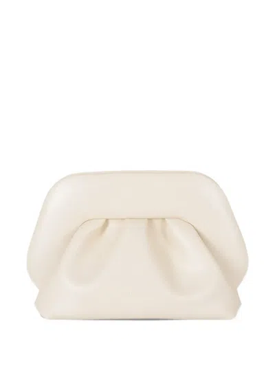 Themoirè Small Bios Ruched Clutch Bag In Neutral