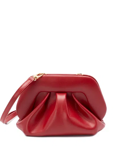Themoirè Small Bios Ruched Clutch Bag In Red