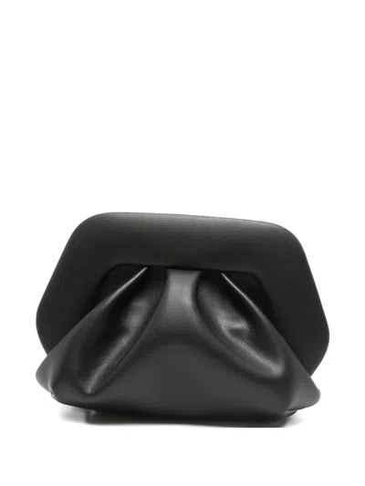 Themoirè Small Bios Ruched-top Clutch Bag In Black
