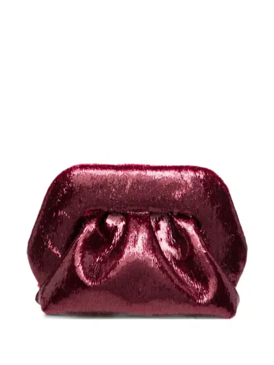 Themoirè Small Bios Sequin-embellished Clutch Bag In Burgundy