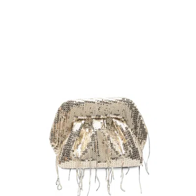Themoirè Small Bios Sequin-embellished Fringed Clutch Bag In Gold
