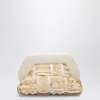 Themoirè Small Tia Clutch In Butter Color With Raffia Inserts In Neutral