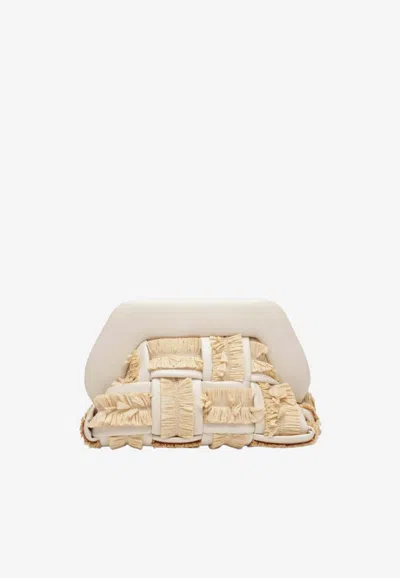 Themoirè Small Tia Raffia Clutch Bag In Sand