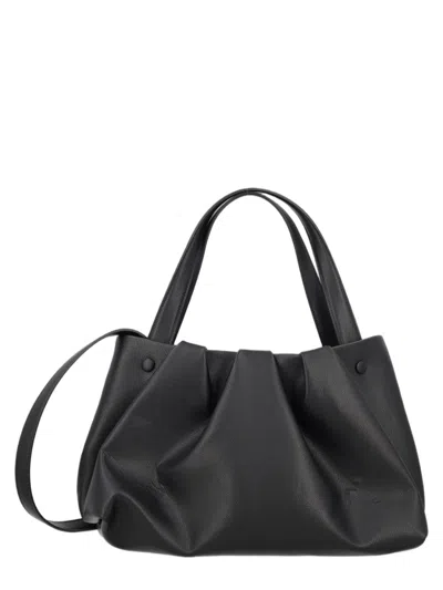 Themoirè Soft Gathered Pleats Polyamide-blend Shoulder Bag In Black