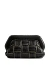 Themoirè Stitched Clutch Bag In Black