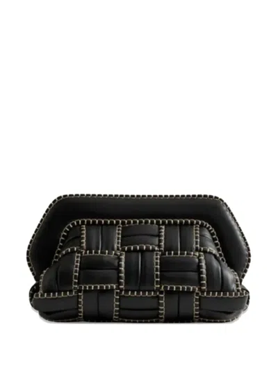 Themoirè Stitched Clutch Bag In Black