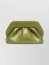 Themoirè Structured Clutch Bag Crocodile Texture Design In Green