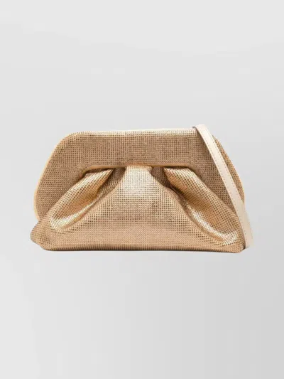 Themoirè Structured Clutch Bag Detachable Strap In Brown