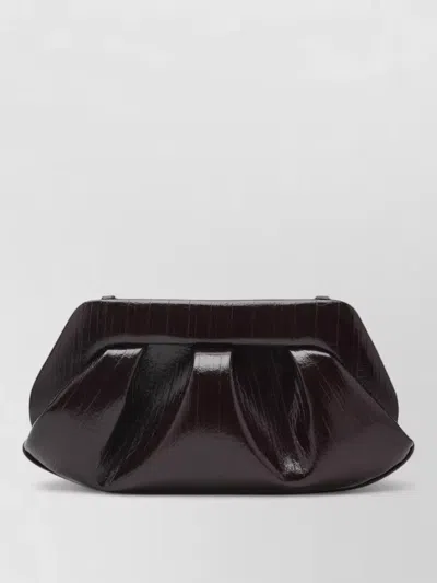 Themoirè Structured Clutch Bag Glossy Pleated Design