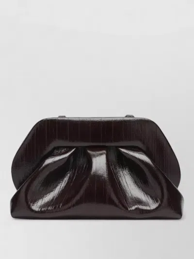 Themoirè Structured Clutch Bag Glossy Pleated Design