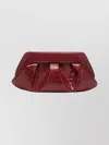 Themoirè Structured Pleated Clutch Bag Crocodile Texture In Red