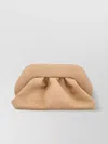Themoirè Suede Eco Shoulder Bag With Detachable Strap And Pleated Design In Neutral
