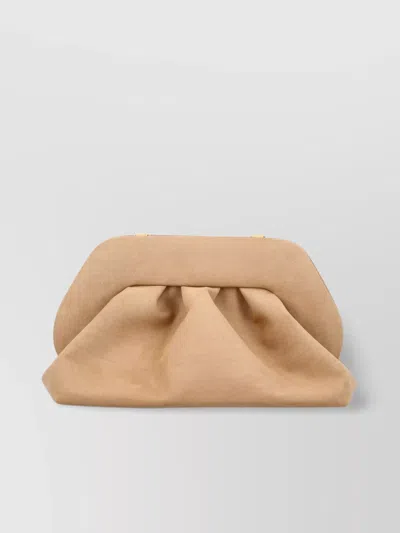 Themoirè Suede Eco Shoulder Bag With Detachable Strap And Pleated Design