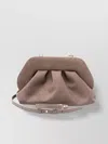 Themoirè Suede Pleated Clutch Bag With Detachable Strap
