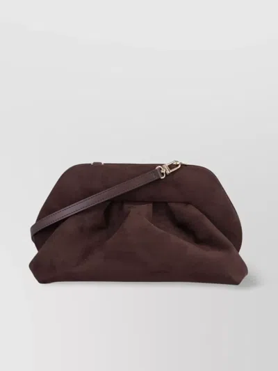 Themoirè Suede Pleated Shoulder Bag With Detachable Strap