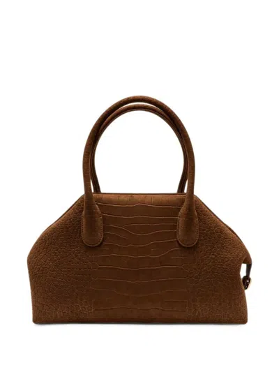 Themoire' Talia Trunk Medium Tote Bag - Crocodile Effect In Brown