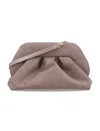 Themoirè Suede Pleated Clutch Bag With Detachable Strap In Brown