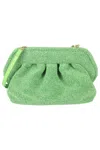 Themoirè Textured Shoulder Bag With Adjustable Strap In Green