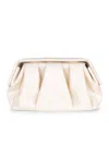 Themoirè Pleated Rectangular Clutch Top Handle In Neutral
