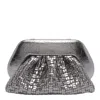 Themoirè Braided Metallic Structured Clutch Bag In Silver