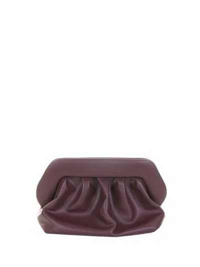 Themoirè Bios Clutch Bag In Plum With Magnetic Closure And Shoulder Strap