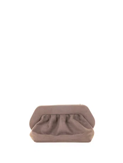 Themoirè Bios Mud Suede Clutch With Shoulder Strap