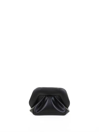 Themoirè Black Vegan Clutch With Shoulder Strap