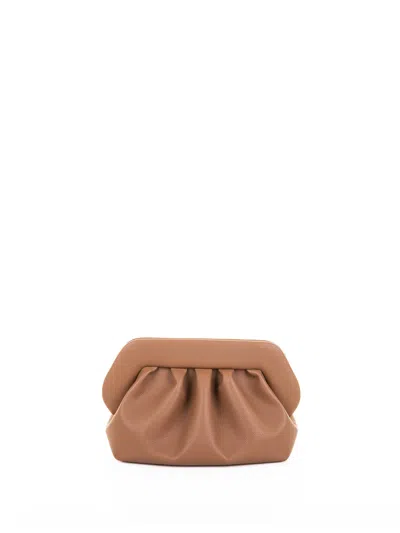 Themoirè Brown Vegan Clutch With Shoulder Strap