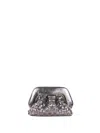 Themoirè Micro Silver Clutch With Shoulder Strap