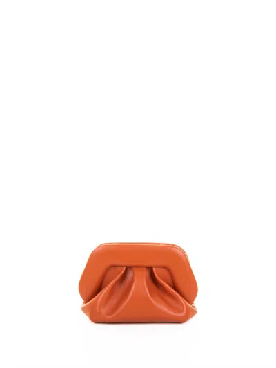Themoirè Orange Vegan Clutch With Shoulder Strap