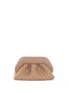 Themoirè Tia Clutch Bag In Biscuit With Woven Suede Motif And Shoulder Strap