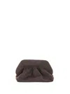 Themoirè Tia Ebony Suede Clutch With Shoulder Strap In Gray