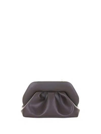 Themoirè Tia Vegan Ebony Clutch Bag With Shoulder Strap