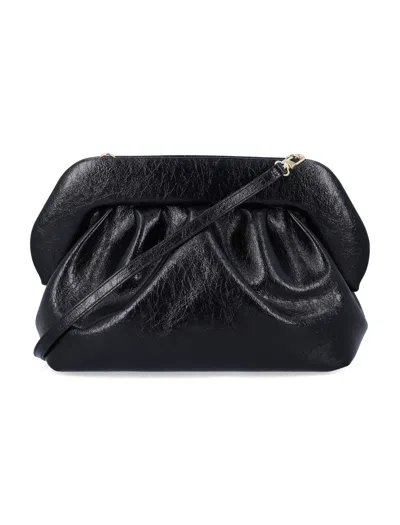 Themoirè Vegan Crumpled Leather Bios Clutch In Black