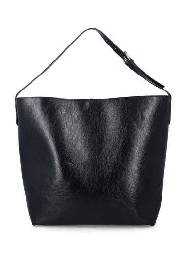 Themoirè Zoe Vegan Crumpled Leather Tote Bag In Black