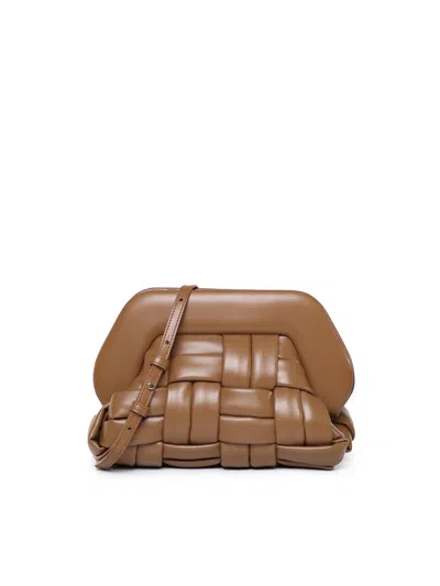 Themoirè Tia Basket Weaved Clutch Bag In Brown