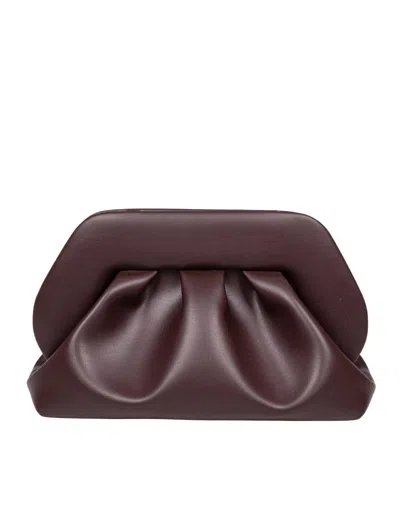 Themoirè Tia Clutch Bag In Vegan Fabric, Color Ebony In Brown