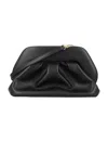 Themoirè Gathered Black Tia Clutch With Structured Top In Black
