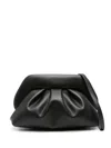 Themoirè Gathered Black Tia Clutch With Structured Top In Black