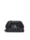 Themoirè Gathered Black Tia Clutch With Structured Top In Black