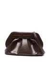 Themoirè Croco Texture Pleated Clutch Bag In Brown