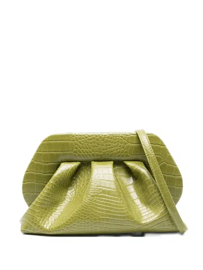 Themoirè Tia Crocodile-effect Clutch Bag In Green
