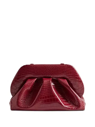 Themoirè Tia Crocodile-effect Clutch Bag In Red