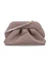 Themoirè Suede Pleated Clutch Bag With Detachable Strap In Brown